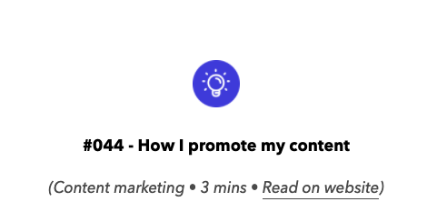 Screenshot from MarketingExamples newsletter